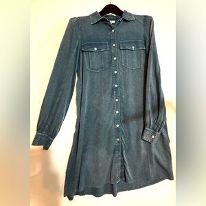 Easel Denim Washed Colored Dress Button-Up T-shirt Dress NWT Size Small